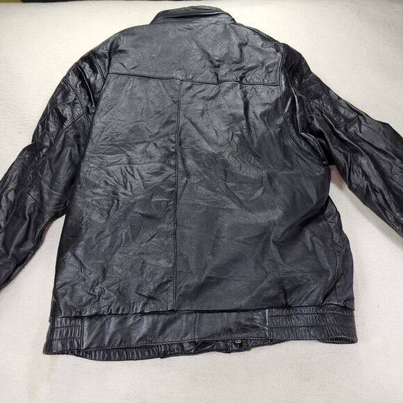 Vintage Nika Jacket Mens Sz 40 (Medium) Black Leather Gorpcore Biker Hooded Coat - Picture 16 of 16